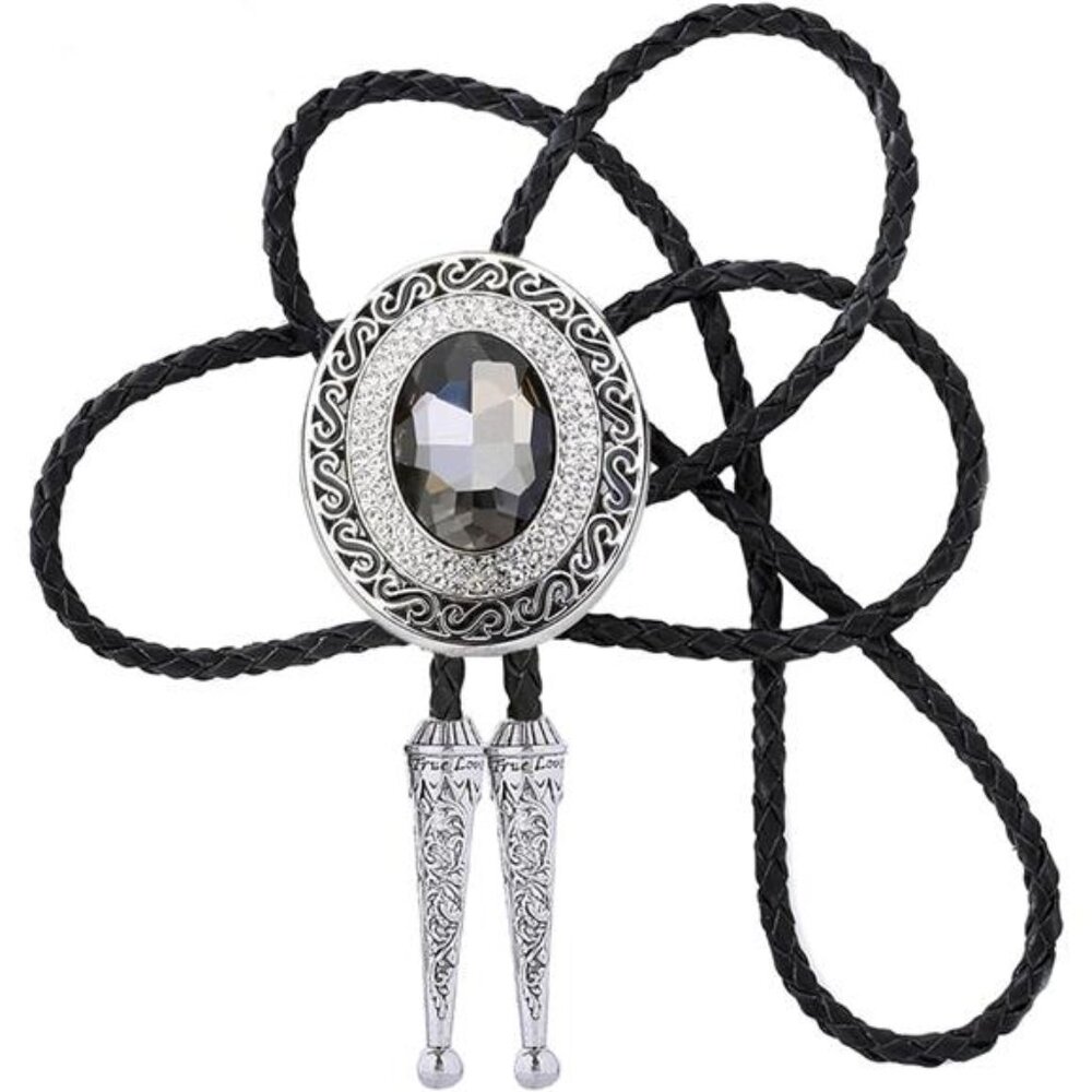 Elegant Black and Silver Bolo Tie